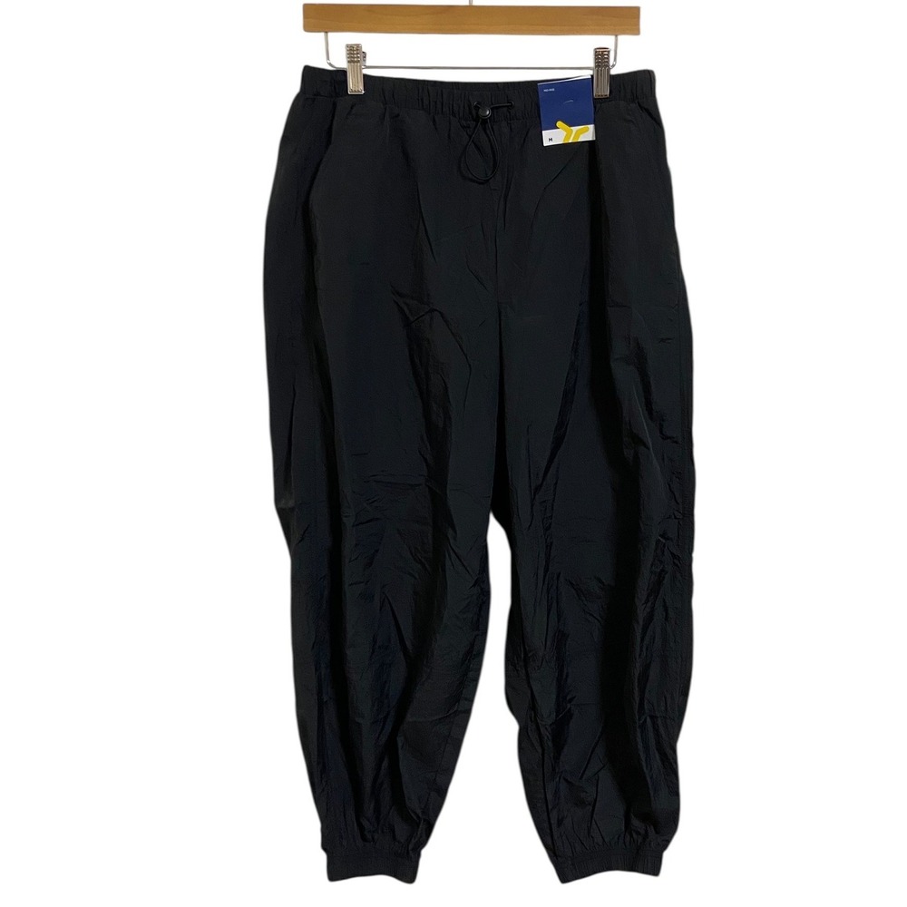 Old Navy NEW Mid Rise Quick Dry Black Nylon Jogger Pants Gymcore Sporty‎ Medium